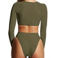 thumbnail image 3 of Women's Rash Guard Two Piece Swimsuit Long Sleeve Swim Shirt Bathing Suits High Waist Bikini Bottom Tankini Set UPF 50, 3 of 3