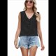 thumbnail image 2 of Camisa de Sin Mangas con Cuello en V, Plisada y Volantes, Holgada, para Mujer, Color Negro, Talla S, 2 of 7