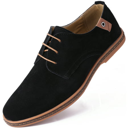 Marino Suede Oxford Dress Shoes for Men - Business Casual Shoes - Classic Tuxedo Men's Shoes - Black- 7 D(M)