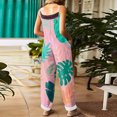 thumbnail image 4 of Iaqnaocc Hawaiian Tropic Womens Jumpsuit Summer Plus Size Boho Beach Vacation Rompers for Women Sleeveless Maple Leaf Print Jumpsuits Rompers Loose Fit Spaghetti Strap Womens Overalls Pink M, 4 of 6