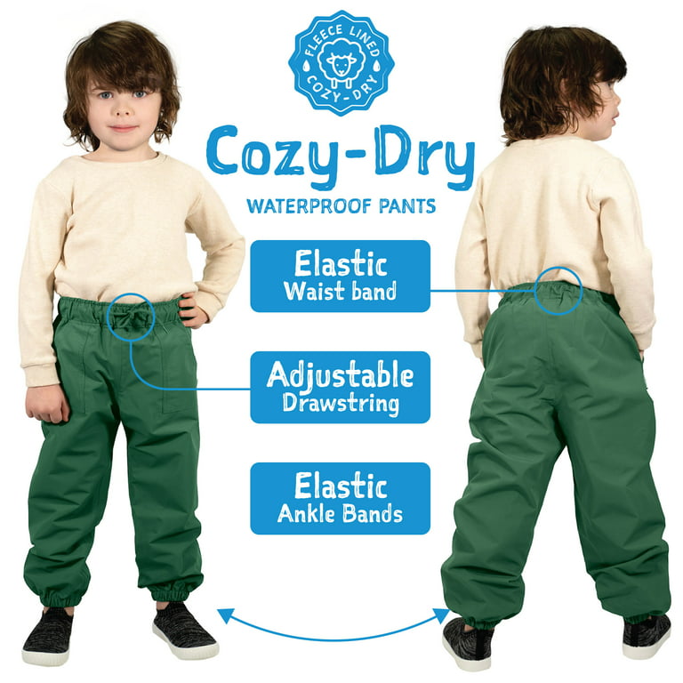 Jan & Jul Cozy-Dry Kids Boys Girls Rain & Snow Pants (Fleece Lined) -  (Heather Grey - Size 10 Years)