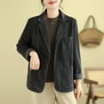 thumbnail image 2 of Corduroy Blazer Jacket Womens Fall Coat Casual Dressy Suit Jackets 3 Pockets Office Blazer Coats (XL, Gray), 2 of 4