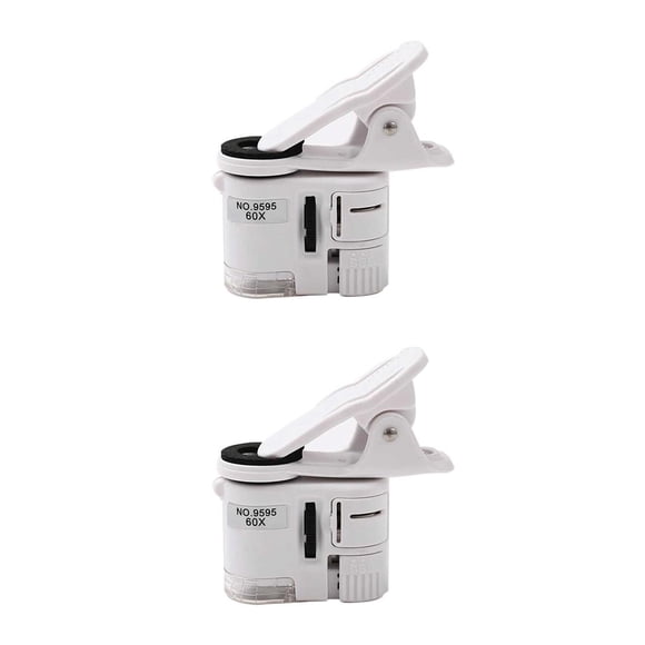 ziyahi 60X Mobile Phone Microscope Lens Clip-type for Micro Camera Clip with NE white 2Set