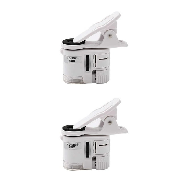 pitrice 60X Mobile Phone Microscope Lens Clip-type for Micro Camera Clip with NE white 2Set
