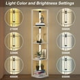 thumbnail image 5 of Corner Shelf with Light, Floor Lamps with Shelves for Living Room, Small Space, Modern Home Decor Stand Sturdy 5-Tier Corner Bookshelf Cabinet Display Shelf for Collectibles, White, 5 of 15
