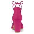 thumbnail image 2 of BLISSFUL STEP Women's Back to School Pointed Toe Sandals Lace Up Block Heel Faux Suede Dress Shoes Hot Pink 6, 2 of 7