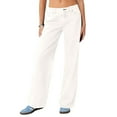 thumbnail image 2 of Hogleaql Womens Jeans - Low Waisted Straight Legg Trendy Going Out Stretchy Straight Leg Button Denim Jeans with Pockets Oversized Pants White L, 2 of 5