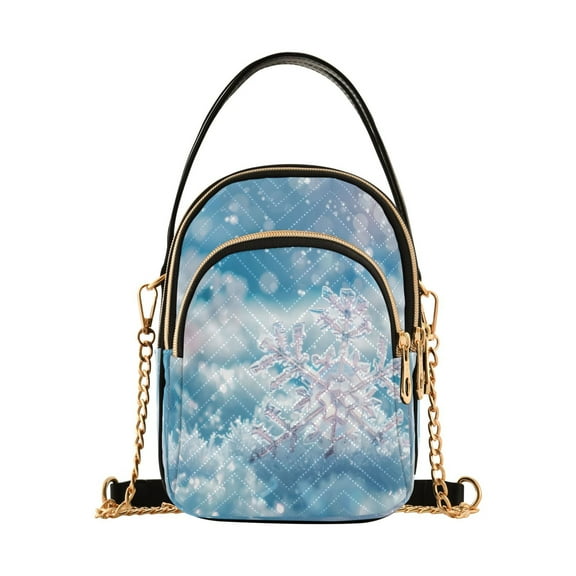ALAZA Chain Crossbody Bags for Women Snowflakes Christmas Shoulder Handbag Phone Purse