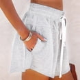 thumbnail image 5 of ZRBYWB Womens Shorts Women Cotton High Elastic Waisted Pleated Ruffle Cute Shorts Beach Flowy Casual Shorts Relaxed Fit, 5 of 9