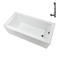 Streamline NAL-5580-BL 60 in. x 32 in. Acrylic Right-Hand Drain Alcove Bathtub in Glossy White With External Drain in Matte Black