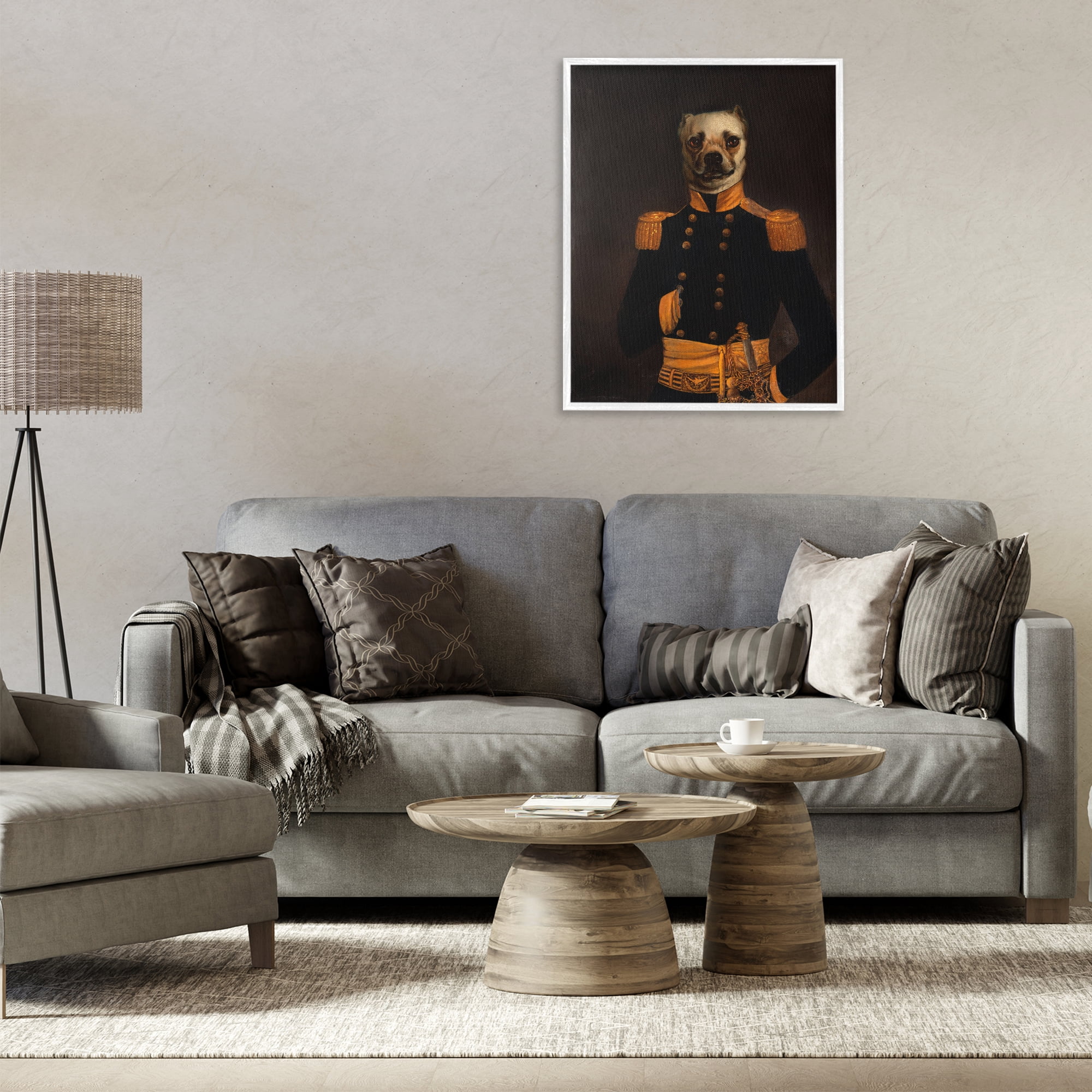 Stupell Industries Colonial Military Dog Animals & Insects Painting White Framed Art Print Wall Art, 24 x 30