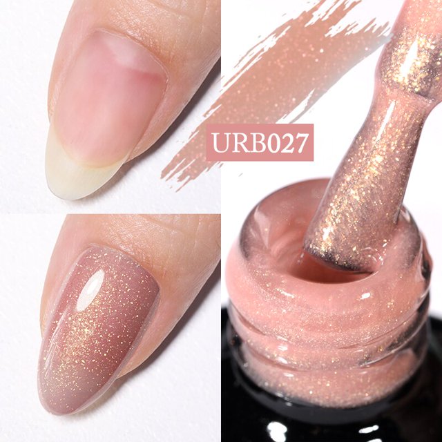 Azúcar UR 7ml botella de vidrio brillante rosa brillo Base de goma esmalte de uñas en Gel UV LED Nail Art diseño barniz manicura Tan Jianjun unisex