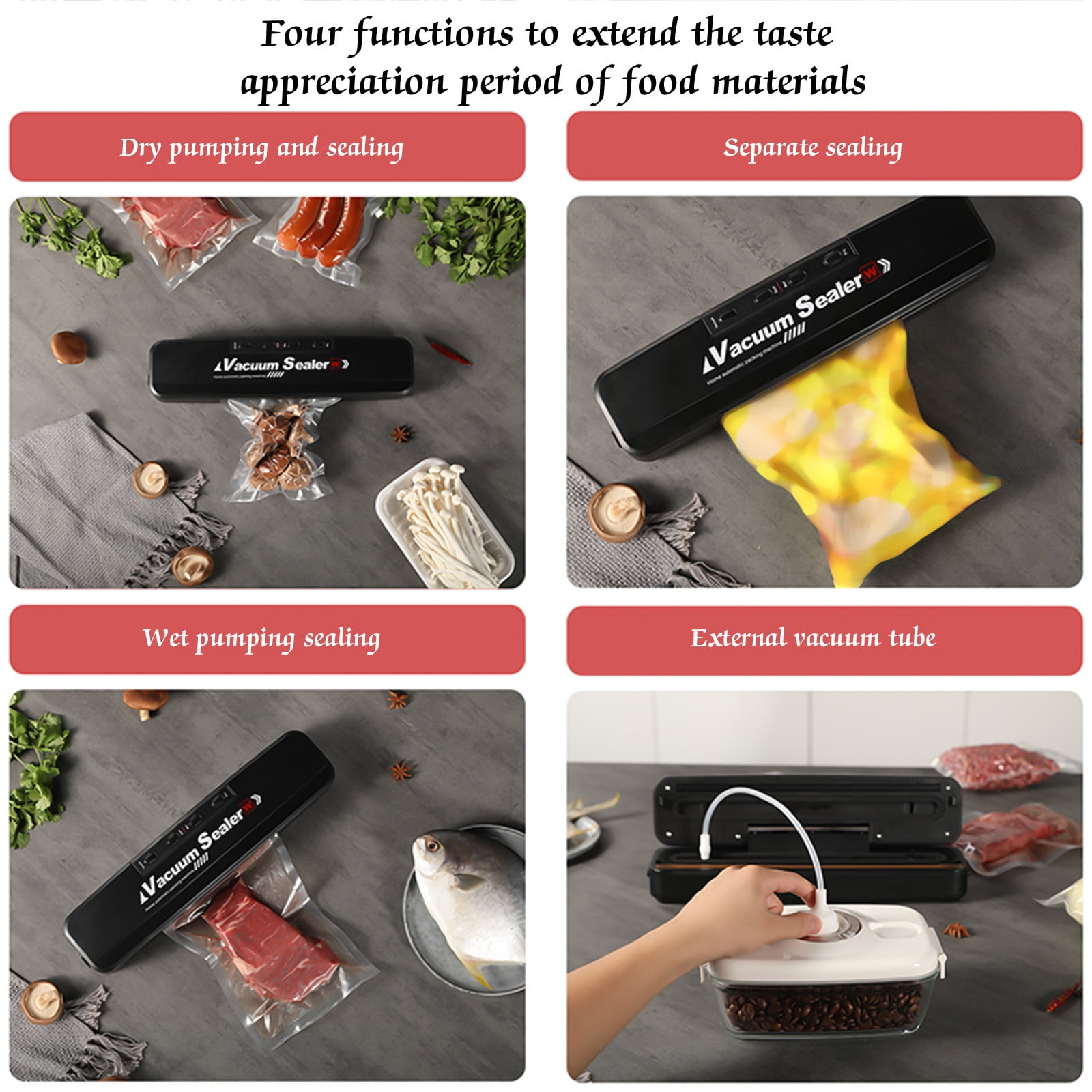 Tuphregyow Vacuum Sealer Automatic Vacuum Sealer Machine for Food Preservation, Sous Vide, and Storage Sealing and Packing System Black