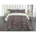 thumbnail image 3 of Ambesonne Mandala Quilted Bedspread Set 3 Pcs, Frames Vintage Oriental, King Size, Eggplant and White, 3 of 5