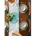 thumbnail image 2 of Table Runner Dresser Scarves 48 Inch Long, Modern Minimalist Graffiti Artwork Linen Dining Table Runners Teal Gray White Oil Painting Tabletop Scarf for Wedding Holiday Party Kitchen, 2 of 7