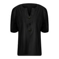 thumbnail image 6 of Lixiuxyad Women Basic Tee Women's Shirts Stylish Women's T Shirts Casual Women’s Button Up Short Sleeve Tops Versatile Wear For All Occasions Wardrobe Addition,Black, 6 of 6
