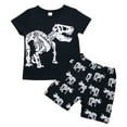 thumbnail image 1 of Kmbangi Little Boy 2PCS Outfit Set Dinosaur Printed Top Short Loose Pants, 1 of 9