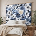 thumbnail image 3 of Blue Flower Large Tapestry for Bedroom Wall Hanging Tapestry, Vintage Ink Rose Floral Spring Botanical Ceiling Backdrop Tapestries Poster Blanket Wall Decor for Teens Room Living Room Dorm 100" x 59", 3 of 8