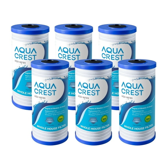 3 Pack AQUACREST WHKF-GD25BB Whole House Water Filter, Replacement for 3M Aqua-Pure AP810, AP801, AP811, Whirlpool WHKF-GD25BB, WHKF-DWHBB, 5 Micron, 10" x 4.5", Well & Tap Water Filter, Pack of 3