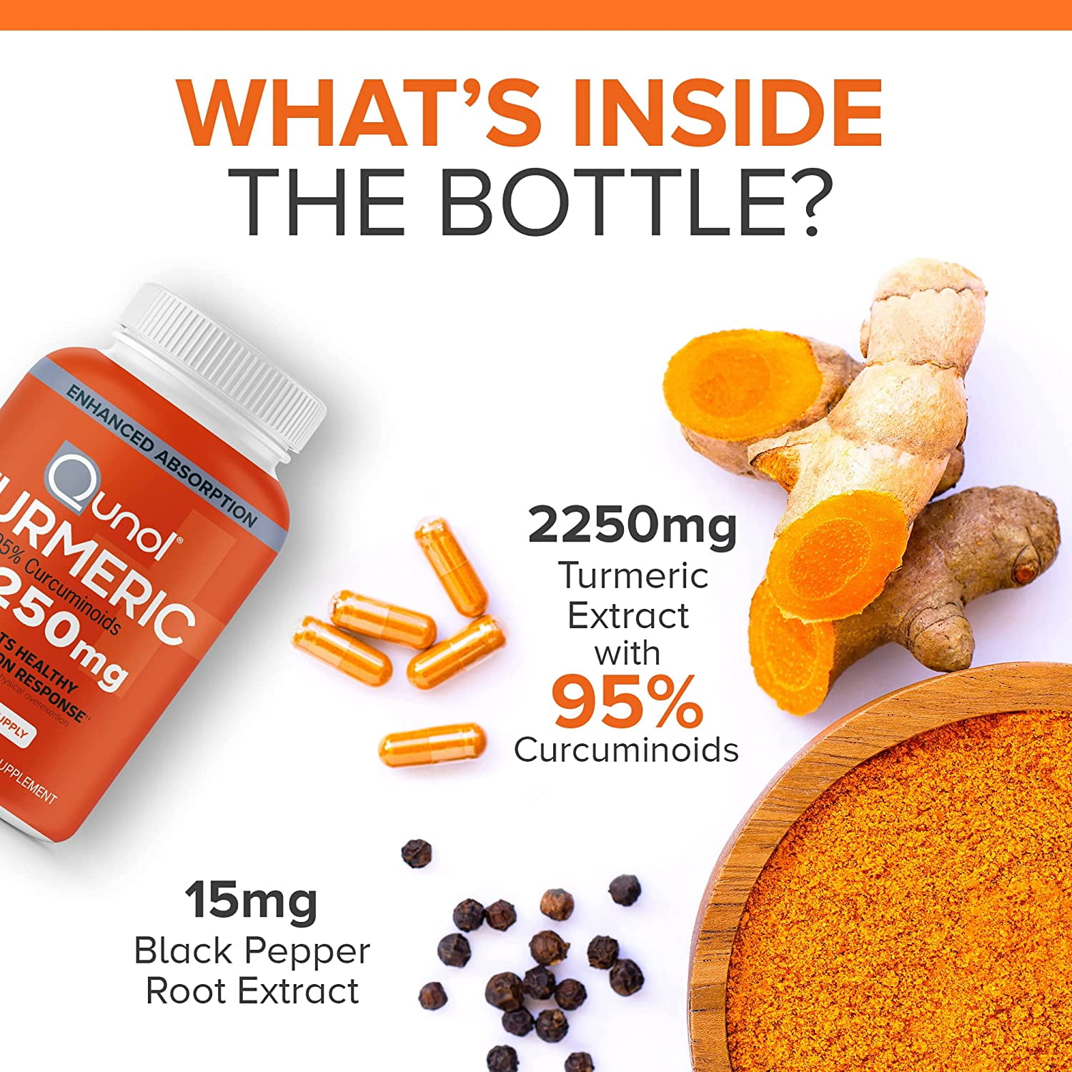 Turmeric Curcumin + Black Pepper, 2250mg Turmeric Extract, Extra Strength, 90 Vegetarian Capsules