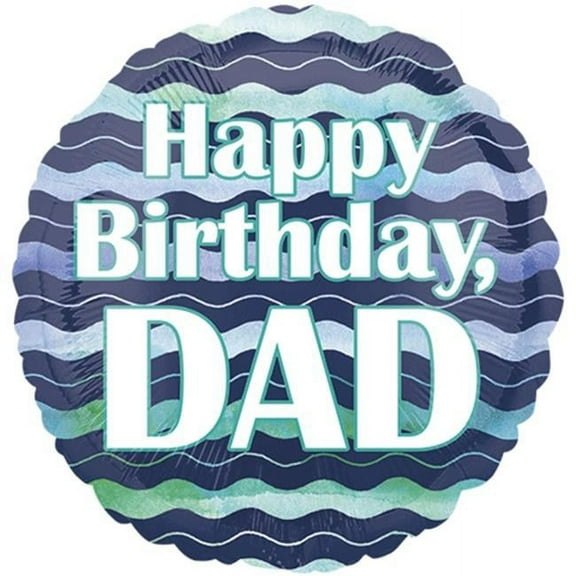 Loftus International A3-5564 18 in. Watercolor Waves Birthday Dad Balloon