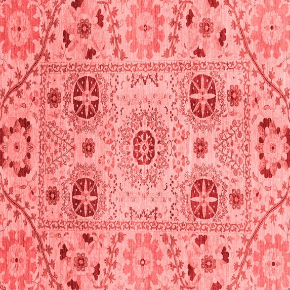 Ahgly Company Machine Washable Indoor Square Abstract Red Modern Area Rugs, 4' Square