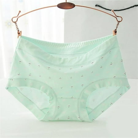 

Well Ice-cream Color Middle-rise Cotton Briefs with Lovely Cloud Pattern for Women green