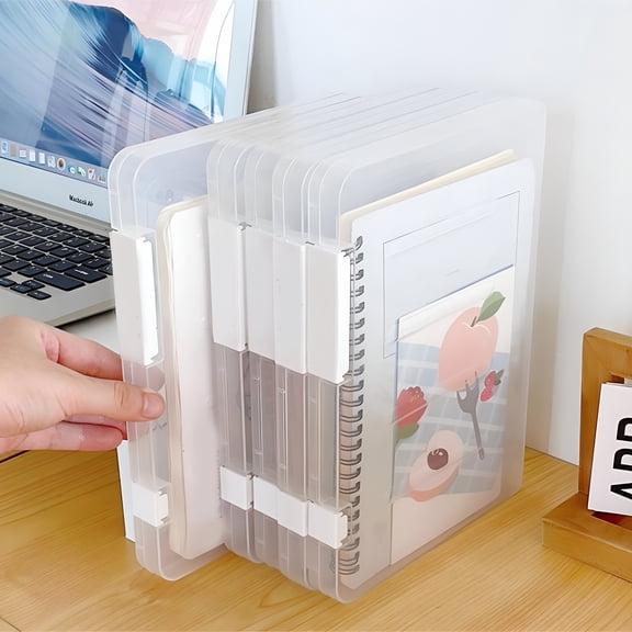 AUQ File Storage Box Transparent Small Transparent File Box Storage Box Portable Supplies Holder for Documents and Paper Protectors Portable File Box