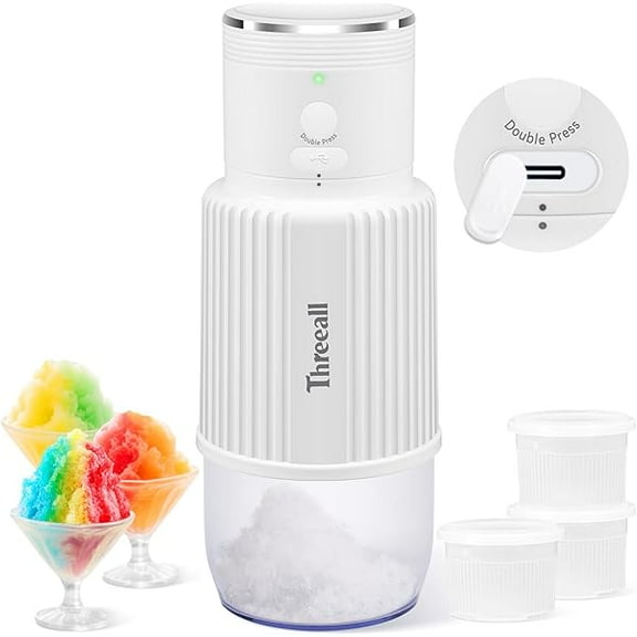 ZLCSnow Cone Shaved Ice Machine, Portable Cordless Ice Shaver Slushie Machine for Home with USB charger and 3 Reusable Ice Mold Cups,Crushed Ice Shaver for Home, Outdoor,Party,Summer