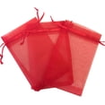 thumbnail image 1 of 500 Sachets en Organza Transparents Rouges 4x6 à Cordon - Pochettes à Bijoux et Sacs-Cadeaux pour Cadeaux de Mariage -, 1 of 1