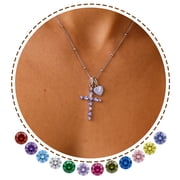 Beautlace 925 Sterling Silver 3-Way Cross Necklace for Women,Detachable Heart and December Birthstone Cross Double Pendant Necklace,Anniversary Birthday Jewelry Gift for Her Mom Wife Girlfriend