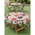 thumbnail image 4 of Outdoor Tablecloth with Umbrella Hole for Patio/Picnic/Party/Camping, Pink Orange Floral Waterproof Table Cloth Round Cover Washable, Farmhouse Botanical Flowers Boho Leaf (Dia 54"), 4 of 9