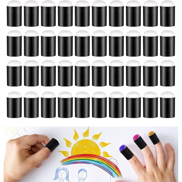 40 Pcs Finger Sponges Dau Fingers Painting Sponge Set Face Paint Drawing Project Craft Car Freshie DIY Crafting for Ink Crafts Chalk Card Making