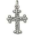 thumbnail image 1 of Sterling Silver 20" 1.2mm Box Chain Vine Engraved Christian Cross Pendant Necklace, 1 of 2