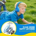 thumbnail image 3 of Nova1Lite Kids Wireless Active Noise Cancelling Headphones, Bluetooth 5.3, Safe Volume 74/85/94dB, Real 40H Battery, Type-C Fast Charging, Built-in Mic for School Travel Airplane, Blue, 3 of 7