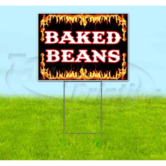 Baked Beans (18" x 24") Yard Sign, Includes Metal Step Stake