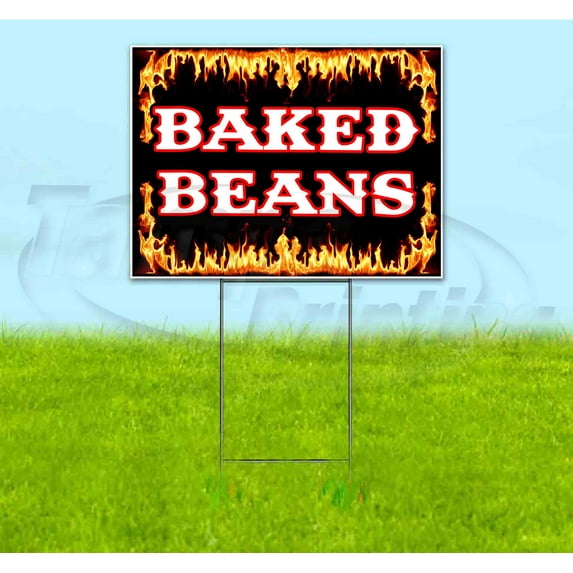 Baked Beans (18" x 24") Yard Sign, Includes Metal Step Stake