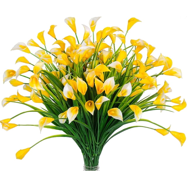 8 piezas de flores artificiales para decoración, alcatraces amarillos, altura 36cm TUNC Sencillez