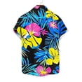 thumbnail image 6 of LEKWK Hawaiian T-Shirts for Men Short Sleeve Collared Button Down Shirts Lightweight Floral Print Loose Fit Beach Party Vacation Wear Blue XXXL, 6 of 6