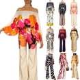 thumbnail image 2 of Yokua Fashionable Women Two-Piece Suit Off-Shoulder Tops and Wide-Leg Long Pants, 2 of 18