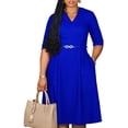 thumbnail image 2 of Women Sexy V Neck Mini Dress Through Party Night Clubwear Ruched Pleated Dress, 2 of 5