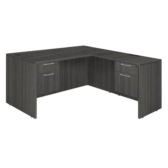 Legacy 60" Double Pedestal L-Desk with 35" Return- Ash Grey