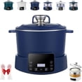 thumbnail image 1 of Cuiseur Électrique à Séparation de Soupe de Riz, Poêle Antiadhésive et Soupe de Riz Séparés, Cuiseur de Riz 3 L à Faible Teneur en Glucides avec Panier-Filtre Réservable-Minuteur et Relevable, pour Riz, Ramen, Fondue Chinoise (Bleu, Acier Inoxydable), 1 of 8