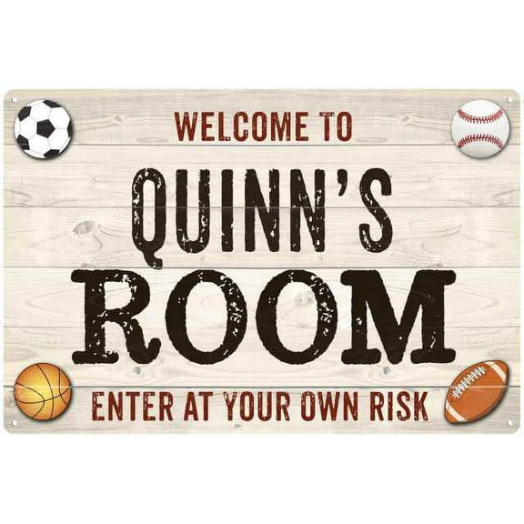 QUINN'S Room Kids Bedroom Sign Boy's 8x12 Metal 208120090304