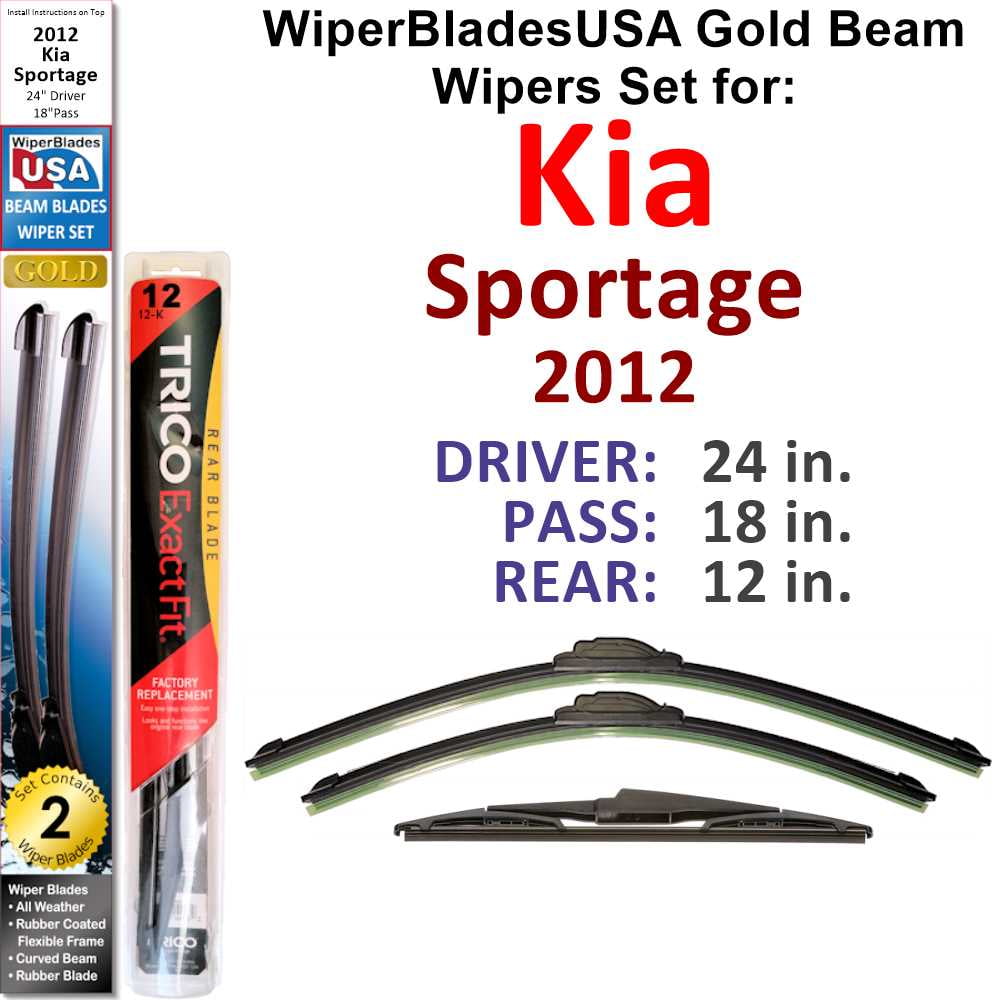 2012 Kia Sportage Beam Wiper Blades Wipers WBUSA (Set of 3) w/Rear