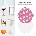 thumbnail image 4 of KLL Drink Coasters Set Hexagon of 4,PU Leather Absorbent Coasters Set Decorative Coffee Cup Coasters Housewarming Gift for Home Decor-Rabbit Holding Flowers, 4 of 5