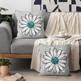 thumbnail image 2 of Teal Daisy Pillow Covers 20x20 Set of 2, Turquoise and Gray Outdoor Throw Pillow Covers Spring Summer Floral Pillowcase Accent Home Decorations Cushion Case for Living Room Bedroom, 2 of 6