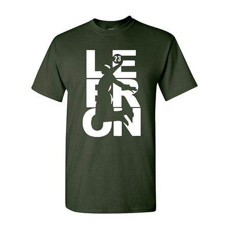 Lebron Fan Wear Cleveland Basketball Sports Novelty Adult T-Shirt Tee (XXX Large, Forest Green w/