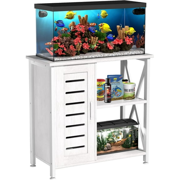 Fish Tank Stand, Aquarium Stand with Cabinet Accessories Storage, Heavy Duty Metal Frame