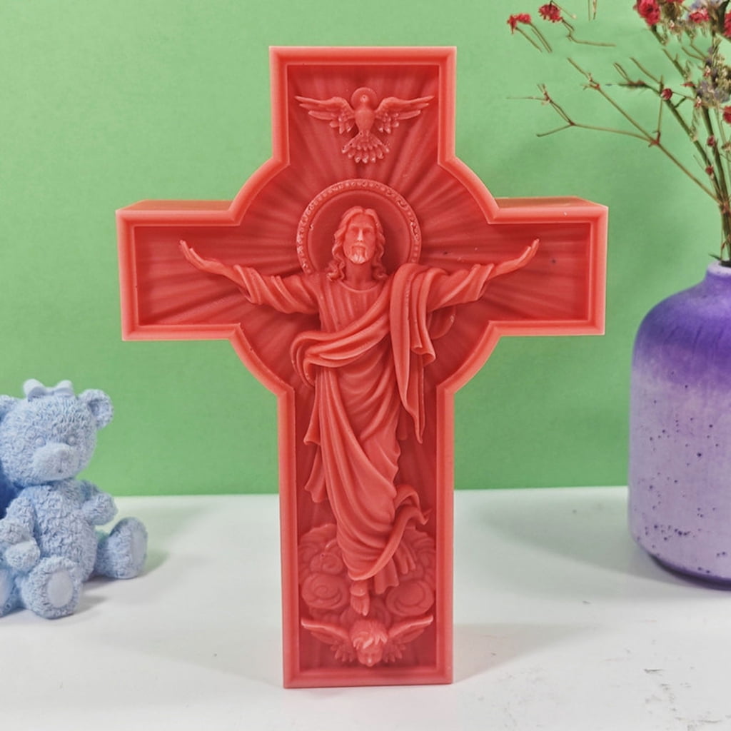 Zorvai Religious Cross Candle Mold Non Stick Easy to Demold